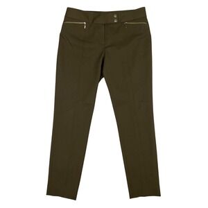 Classiques Entier Olive Green Wool Blend Straight Leg Dress Ankle Pants Womens 8